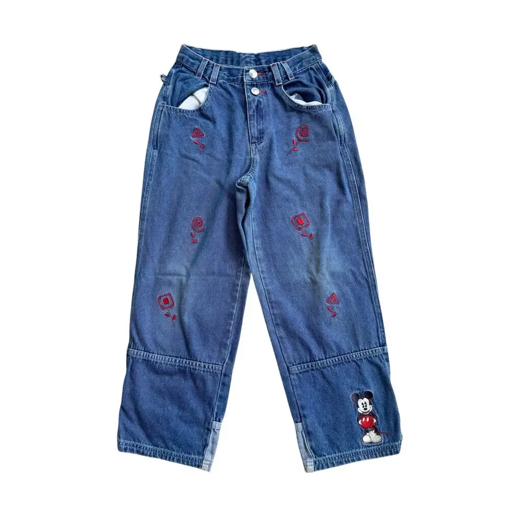 Vtg Y2K Youth Disney Mickey & Co Denim Embroidered Jeans Size 8